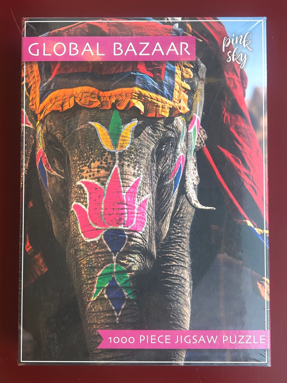 Pink Sky 1000 Piece Jigsaw Puzzle Global Bazaar Lotus Elephant Sealed-New In Box